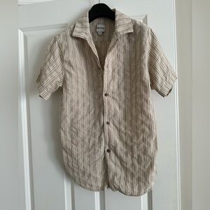 Rhythm. Men's Casual Beige Striped Shirt